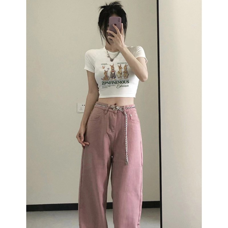 Vapetix M-XXL White Rabbit Print Off-Shoulder Cropped T-Shirt for Women | Summer, Slim-Fit, Edgy Short-Sleeve Top – Bild 4