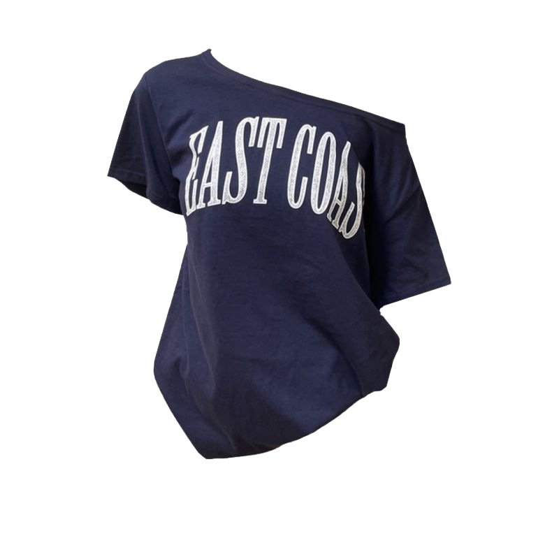 Vapetix S-XL 【Original Version Style】2025 Summer Retro Hot Girl Sloping Shoulder Short Sleeve T-Shirt Lazy Style – Bild 6