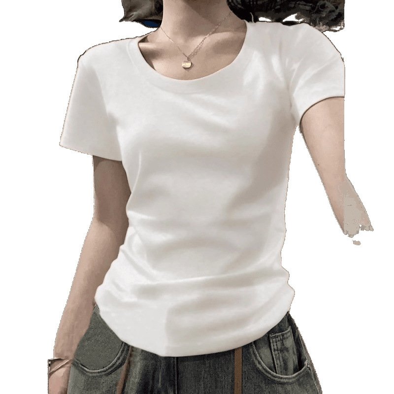 Vapetix S suggests within 90 pounds-The XL size suggestion is 115-130 pounds. Women's Summer Cotton T-shirt with Short Sleeve, Innerwear Top, Short Length, Fitted and Slimming, – Bild 5