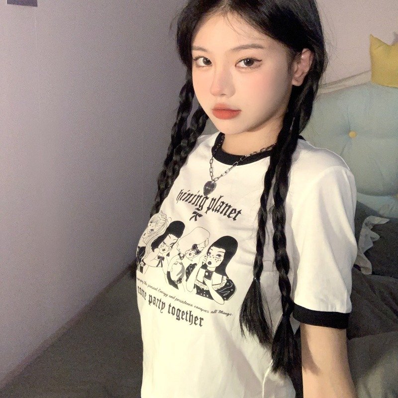 Vapetix M-2XL 2025 Short-Sleeve T-Shirts for Women, Summer, Slim-Fit, Cropped Tops, Perfect for Students – Bild 7