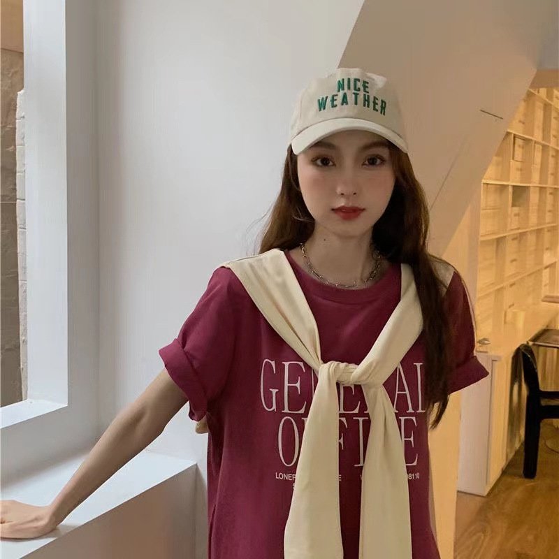 Vapetix M-2XL Summer Port Homewear Pajama Dress with Letter Print, Split Design – Women's Trendy Long-Style Loose - 图片 7