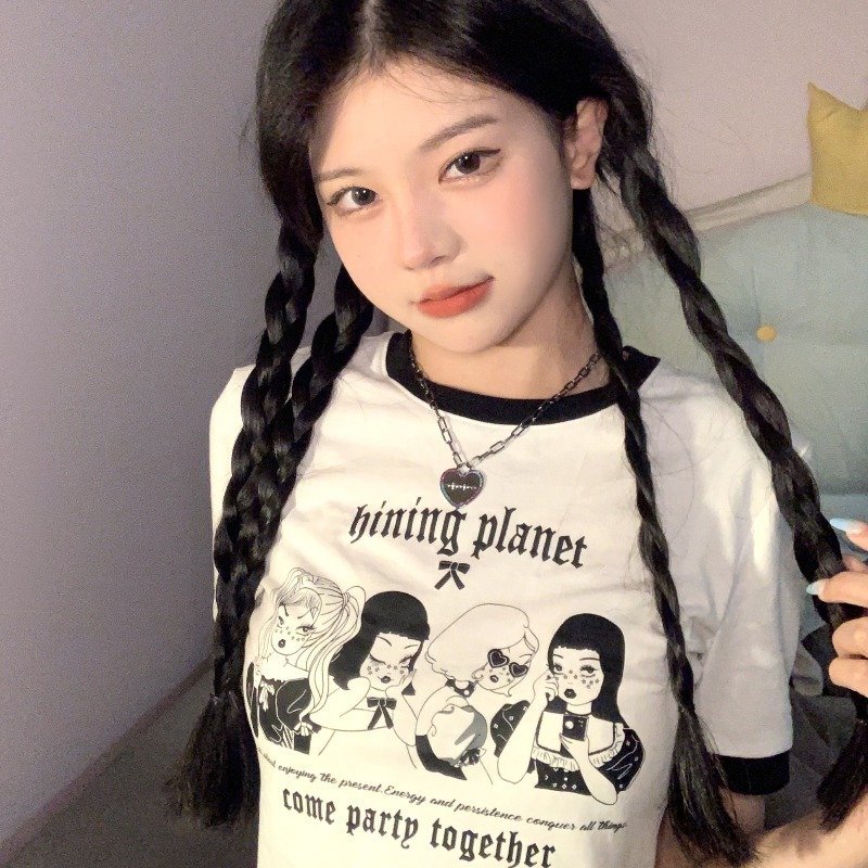 Vapetix M-2XL 2025 Short-Sleeve T-Shirts for Women, Summer, Slim-Fit, Cropped Tops, Perfect for Students – Bild 8