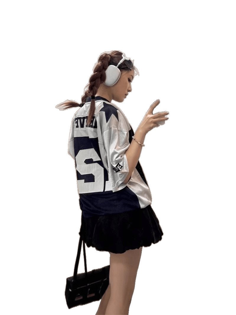 Vapetix M-XXL American style sports shirt short-sleeved T-shirt for men summer trendy brand loose design sense ni – Bild 8