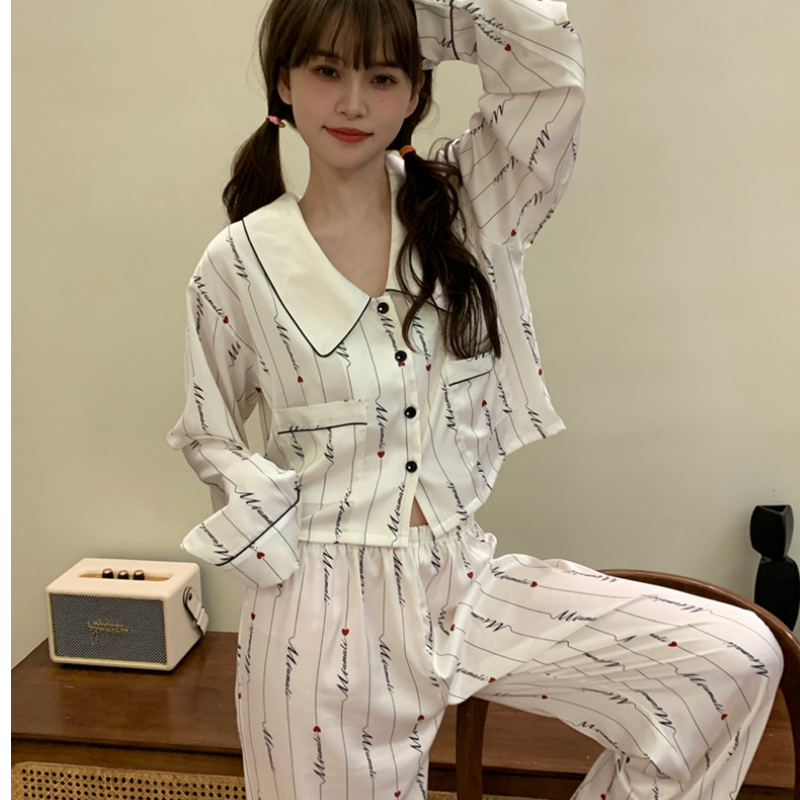 Vapetix M-XL Autumn Sophisticated Ice Silk French-Style Affordable Luxury Short-Sleeve Silk Homewear Set – Perfe - 图片 5