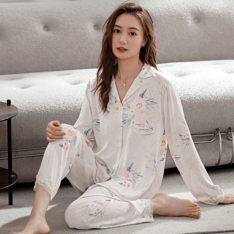 Vapetix M-XXL Xuan Ke'er 2025 Autumn New Luxury Silk Long-Sleeve Long Pants Loose Pajama Set Home Wear M-2XL – Bild 4
