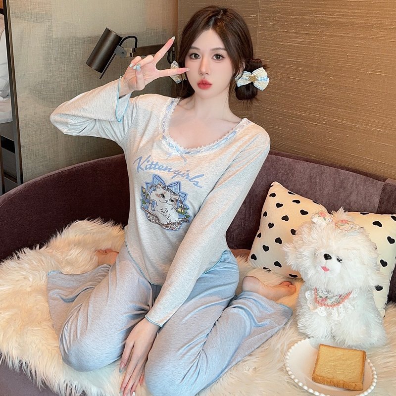 Vapetix M-XL 【With Unremovable Chest Pads】Spring and Autumn Long-Sleeve Women's Modal Cat Sweet Homecoming Suit – Bild 5