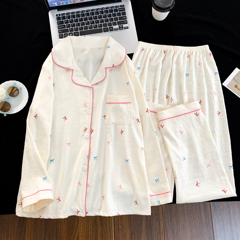 Vapetix M-XXL Women's Cloud Cotton Collarless Open Front Long Sleeve Long Pants Pajama Set for Autumn 2025 Leisur – Bild 5