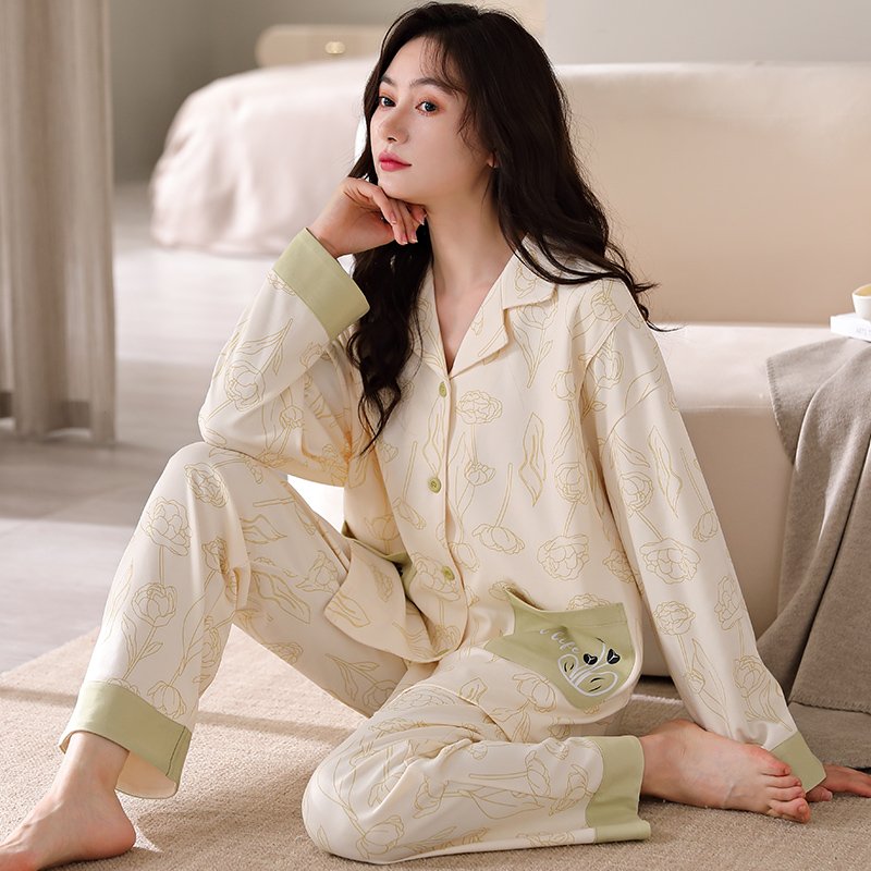 Vapetix M-XXXL Maternity Nursing Pajamas for Spring and Autumn - Women's 6040 Pure Cotton Postpartum Breastfeeding - 图片 2