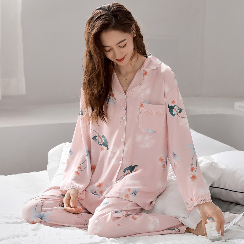 Vapetix M-XXL Xuan Ker'er 2025 Autumn New Luxury Silk Long-Sleeve Long Pants Loose Pajama Set Homecoming Dress M- – Bild 4