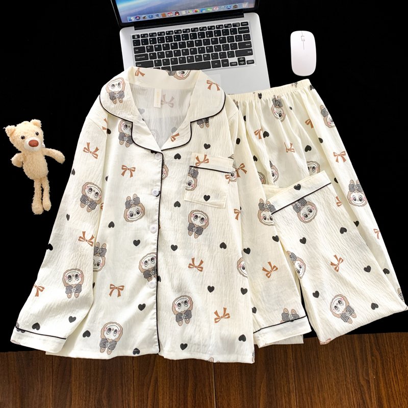 Vapetix M-XXL Jo Mengran 2025 Autumn Cloud Cotton Collarless Cardigan Long-Sleeve Long Pants Women's Set Casual H – Bild 5