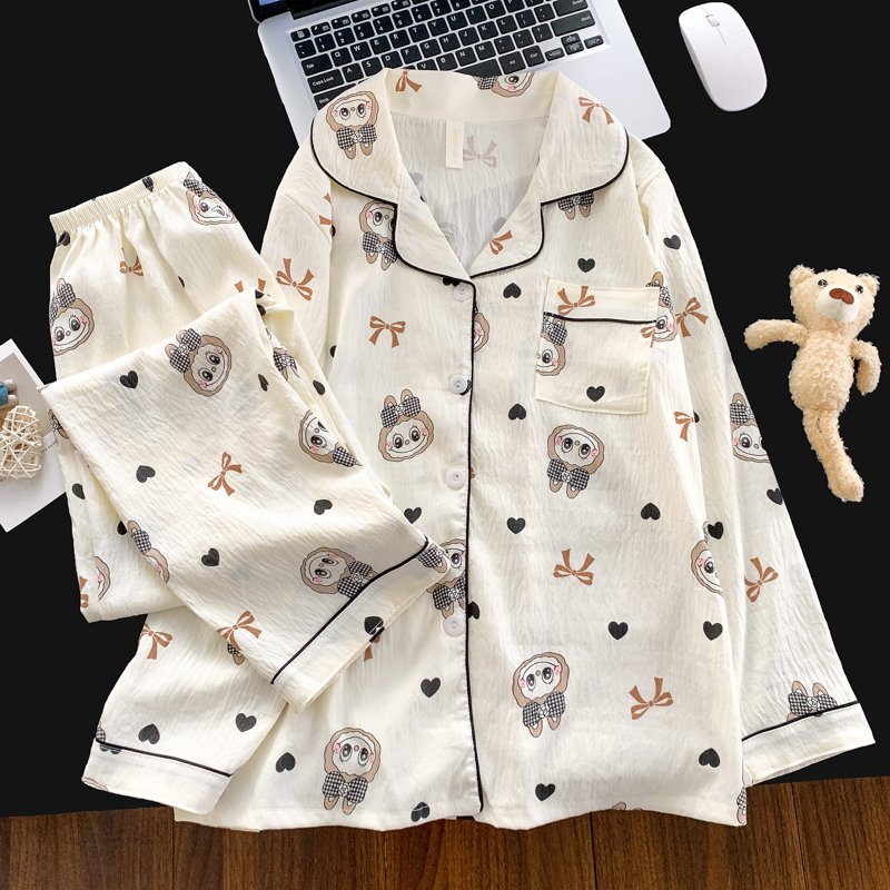 Vapetix M-XXL Jo Mengran 2025 Autumn Cloud Cotton Collarless Cardigan Long-Sleeve Long Pants Women's Set Casual H – Bild 3