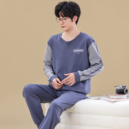 Vapetix L-XXXL  Men's Spring and Autumn Sleepwear Set 2025 New Arrival Pure Cotton Long-Sleeved Long Pants Autumn L – Bild 4