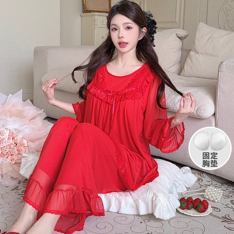 Vapetix M-XXL Orange Heart 【Batch 16】Autumn New Princess Style Cotton-Like Lining Lace Sweet Mesh with Breast Pad – Bild 3