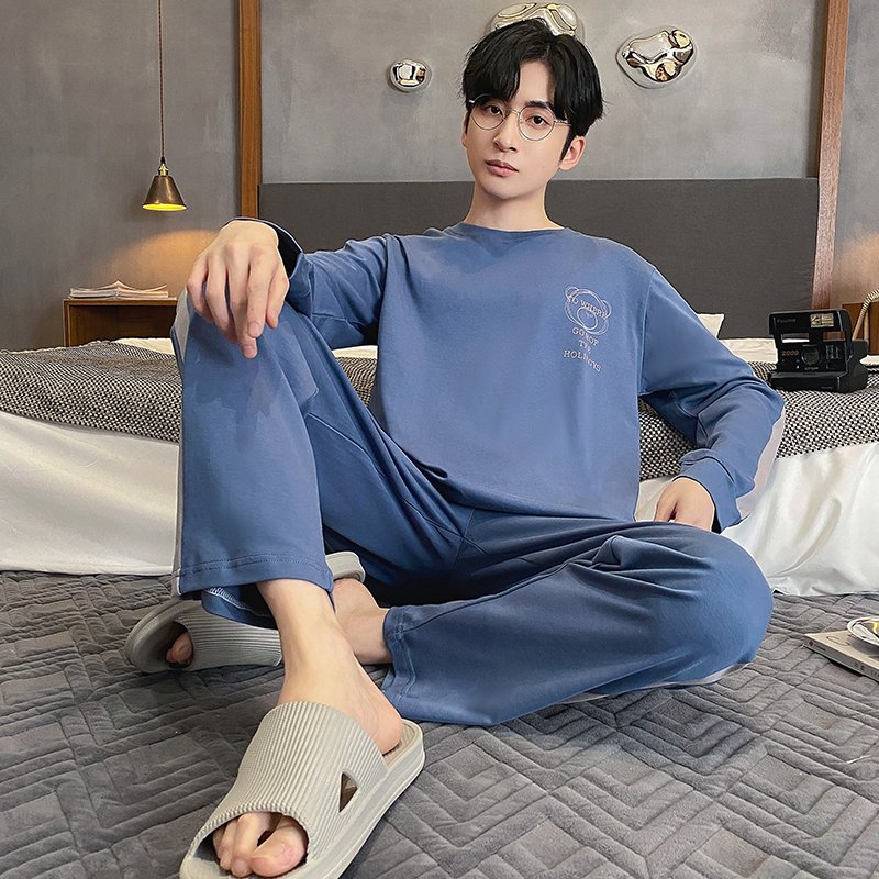 Vapetix L-XXXL Autumn New Cotton-Like Men's Loose-Fitting Crew Neck Pullover Long-Sleeve Long Pants Pajama Set for – Bild 3
