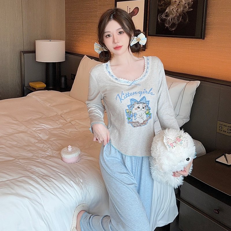 Vapetix M-XL 【With Unremovable Chest Pads】Spring and Autumn Long-Sleeve Women's Modal Cat Sweet Homecoming Suit – Bild 4