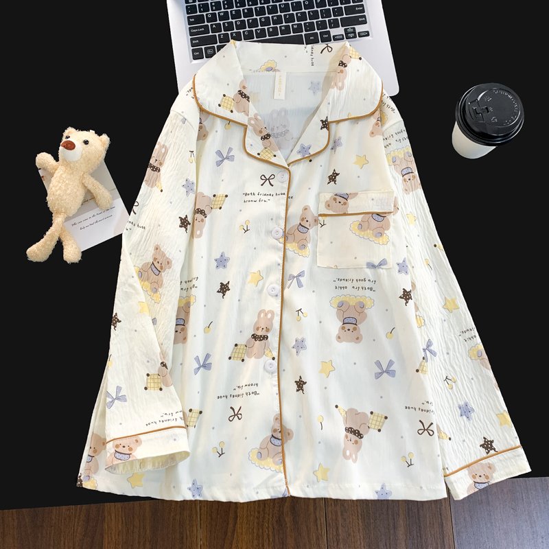 Vapetix M-XXL Qi Mengran 2025 Autumn Cloud Cotton Collarless Cardigan Long-Sleeve Long Pants Women's Set Casual H – Bild 3