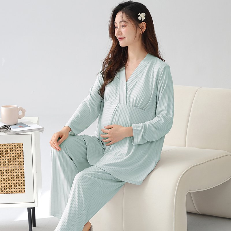 Vapetix M-XXL Women's Spring and Autumn New Long Sleeve Pajamas with Modal Blouse with Pads for Pregnant Women Po - 图片 3