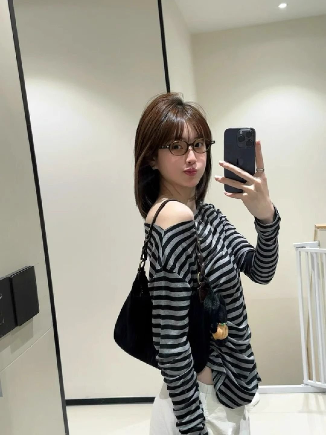 Vapetix S-XL Original Color-Woven Striped Off-the-Shoulder Long-Sleeve T-Shirt for Women, Korean Style Design, O – Bild 6