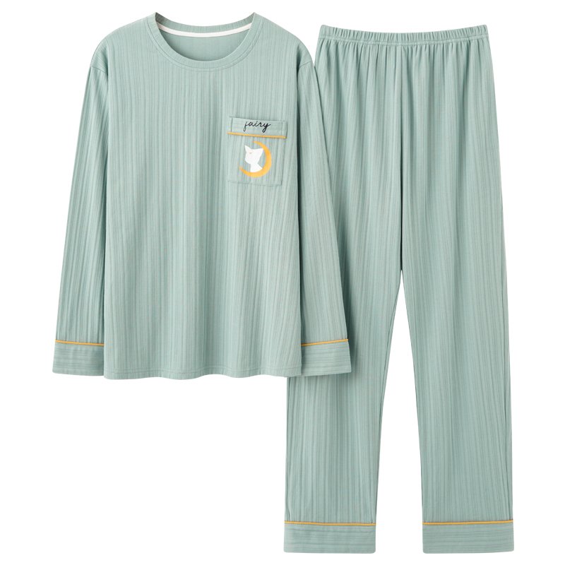 Vapetix L-4XL Autumn New Cotton-Like Men's Drawstring Crewneck Long-Sleeve Long Pants Pajama Set for Men Homecomi - 图片 4