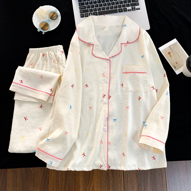 Vapetix M-XXL Women's Cloud Cotton Collarless Open Front Long Sleeve Long Pants Pajama Set for Autumn 2025 Leisur – Bild 2