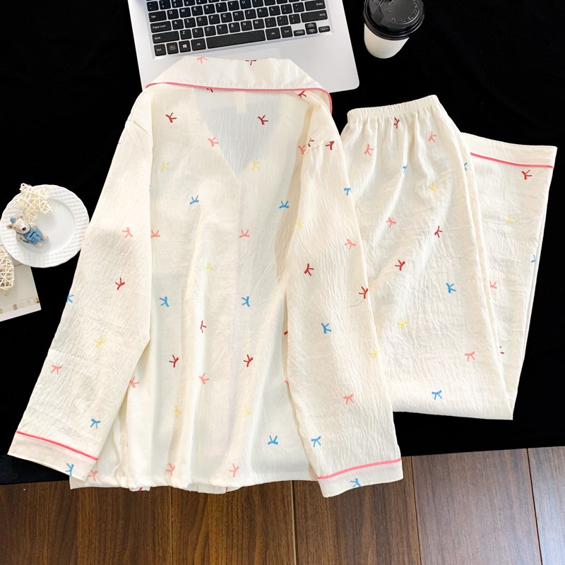 Vapetix M-XXL Women's Cloud Cotton Collarless Open Front Long Sleeve Long Pants Pajama Set for Autumn 2025 Leisur – Bild 3