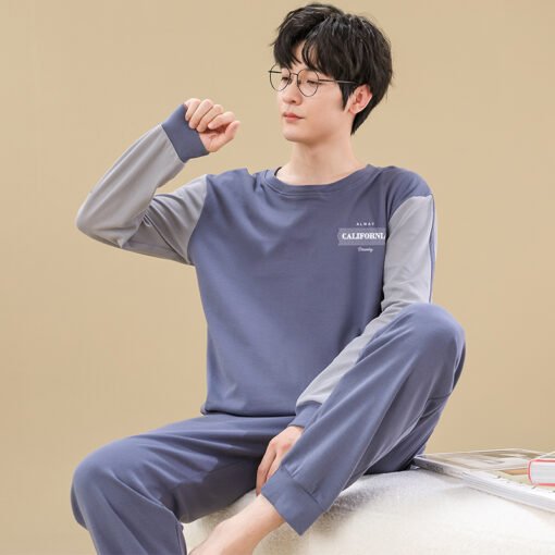 Vapetix L-XXXL  Men's Spring and Autumn Sleepwear Set 2025 New Arrival Pure Cotton Long-Sleeved Long Pants Autumn L – Bild 5