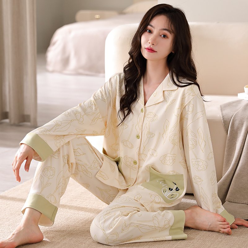 Vapetix M-XXXL Maternity Nursing Pajamas for Spring and Autumn - Women's 6040 Pure Cotton Postpartum Breastfeeding - 图片 3