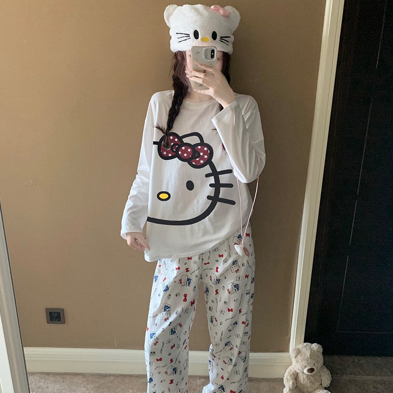 Vapetix M-XXL Orange Heart 【Batch 15】Autumn New Women's Sleepwear Top Pure Cotton Pants Cloud Cotton Cute Cartoon - 图片 2