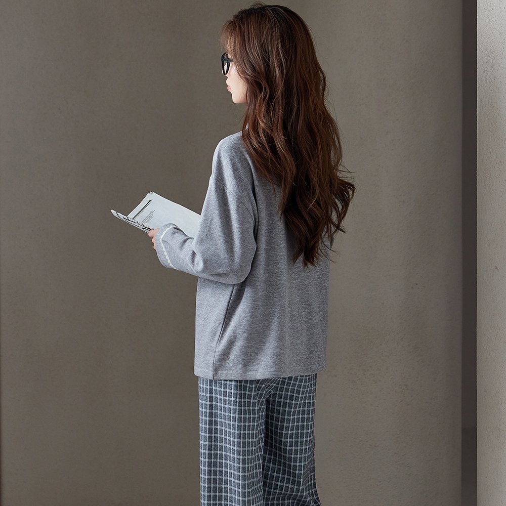 Vapetix M-XXL Cashmere Silk Double Lapel Cardigan Long Sleeve Plaid Trousers Autumn and Winter Home Clothes Cute - 图片 4
