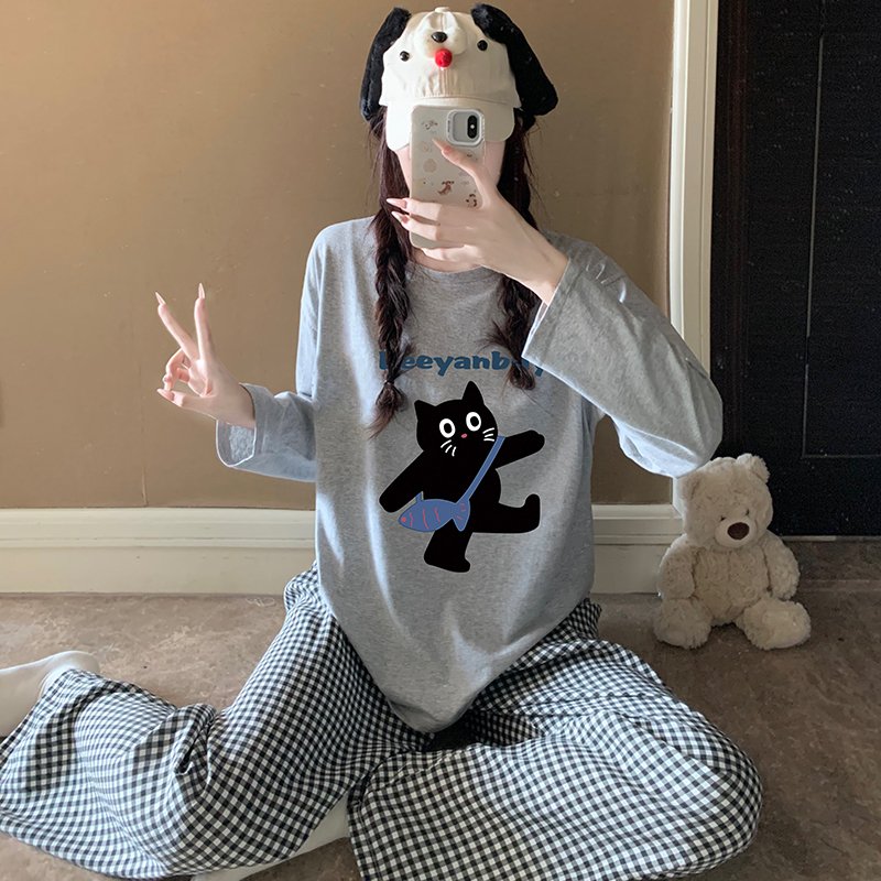 Vapetix M-XXL Orange Heart 【Batch 15】Autumn New Women's Pajama Top Pure Cotton Pants Cloud Cotton Cute Cartoon Sp - 图片 3