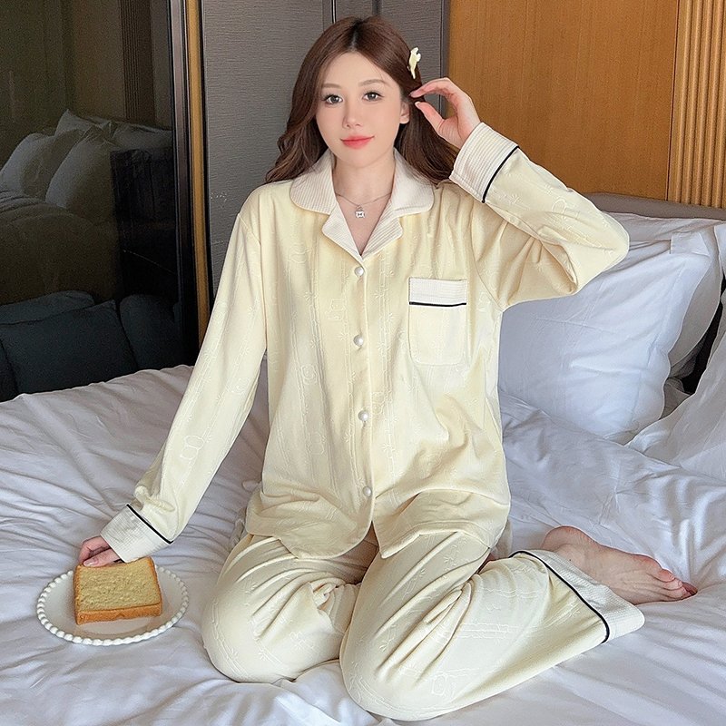 Vapetix M-XXL Island Fluff Winter Panda Bamboo Embroidered Simple Contrast Style Elegant Warm Winter Pajamas Home – Bild 3