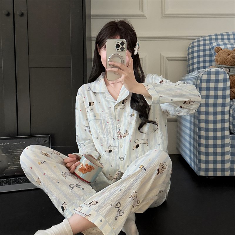 Vapetix 2 yards-4 yards 2025 【Xin Xu】 First Batch Autumn/Winter Cloud Cotton Double Long Printed Open-front Pajamas Women's – Bild 3