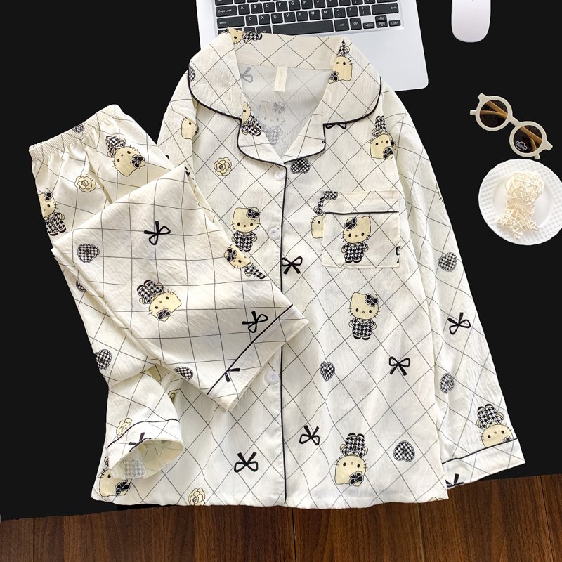 Vapetix M-XXL Women's Cloud Cotton Collarless Hooded Long Sleeve Long Pants Pajama Set for Autumn 2025 Leisure Ho – Bild 4