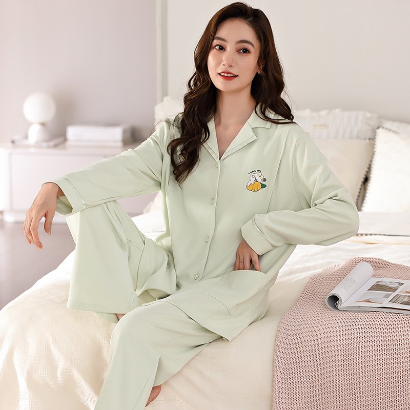 Vapetix M-XXXL Nursing Pajamas for Spring and Autumn Women, 6040 Pure Cotton Maternity Postpartum Feeding Clothes - 图片 5