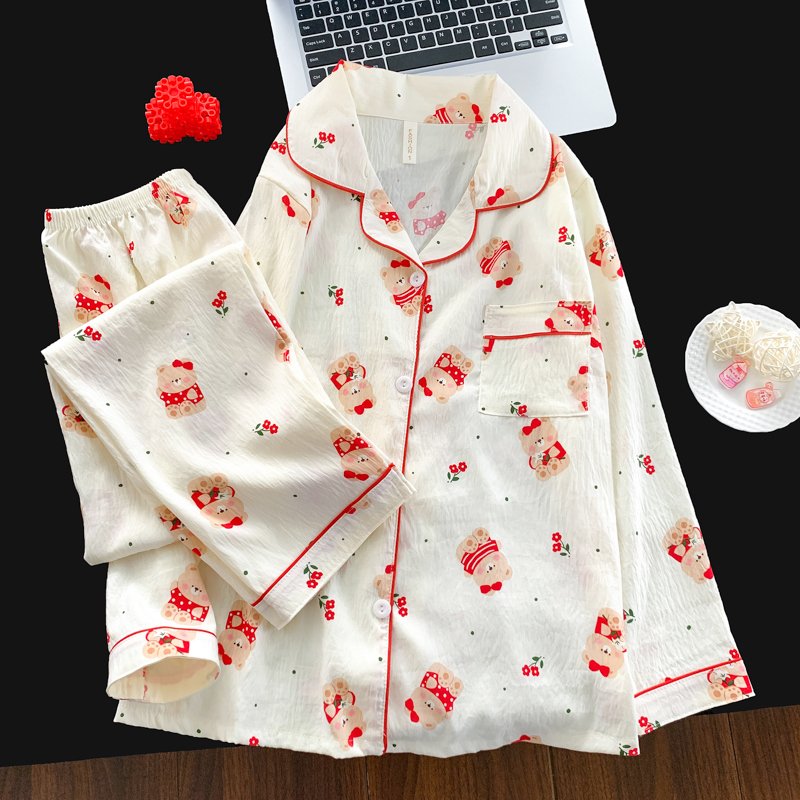 Vapetix M-XXL Jia Mengran 2025 Autumn Cloud Cotton Collarless Open-Front Long-Sleeve Long-Pant Women's Set Leisur – Bild 3