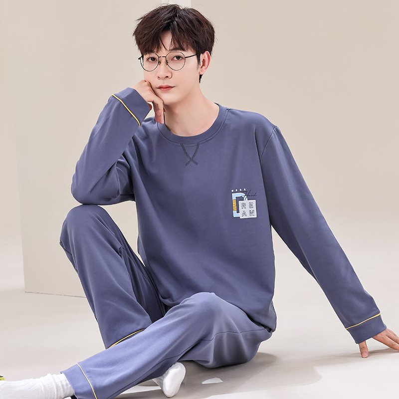 Vapetix L-XXXL Men's Spring and Autumn Sleepwear 2025 New Arrival Pure Cotton Long Sleeve Long Pants Autumn Large – Bild 3