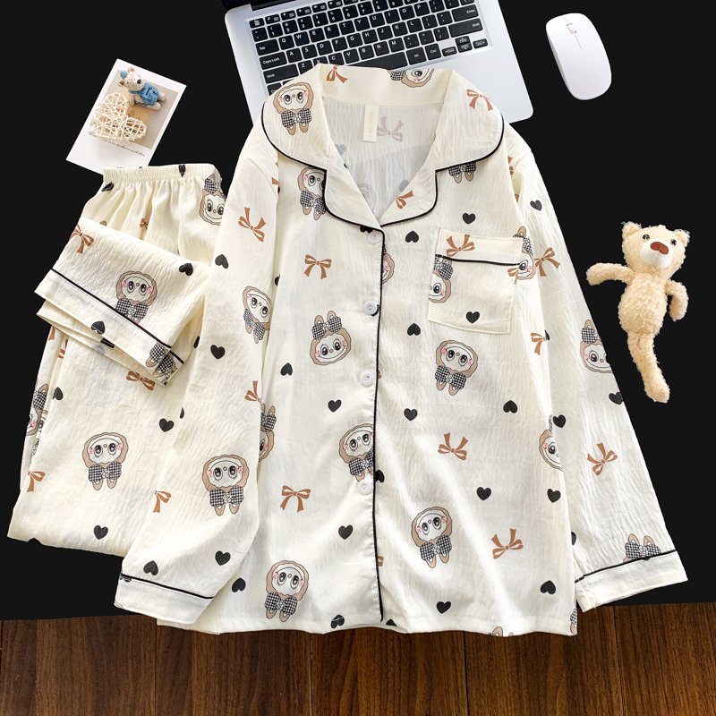 Vapetix M-XXL Jo Mengran 2025 Autumn Cloud Cotton Collarless Cardigan Long-Sleeve Long Pants Women's Set Casual H – Bild 4