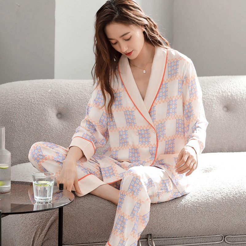 Vapetix M-XXL Xuan Ke'er 2025 Autumn New High-End Silk Long-Sleeve Long Pants Loose Pajama Set Homecoming Dress M – Bild 5
