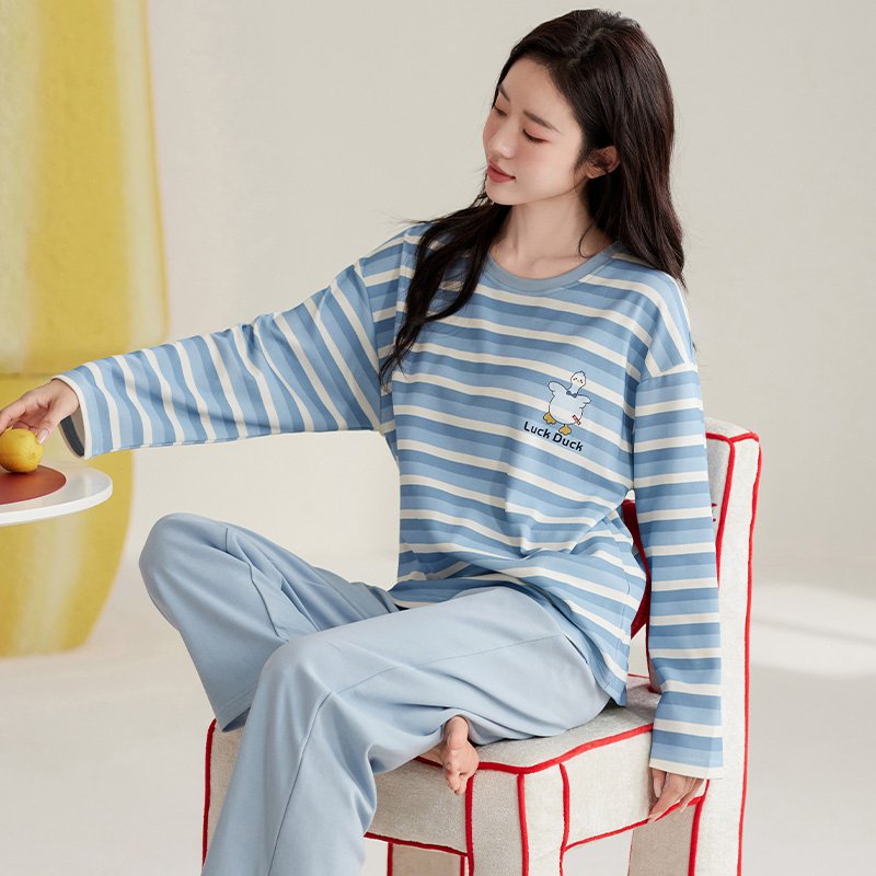 Vapetix M-XXL Autumn New Cotton-Like Women's Crew Neck Sweatshirt and Long Pants Pajama Set for Women Casual Home - 图片 4