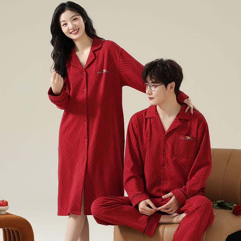 Vapetix M-XXXL New Autumn Cotton-Like Wedding Celebration Crew Neck Hooded Long-Sleeve Long Pants Pajamas for Men - 图片 3