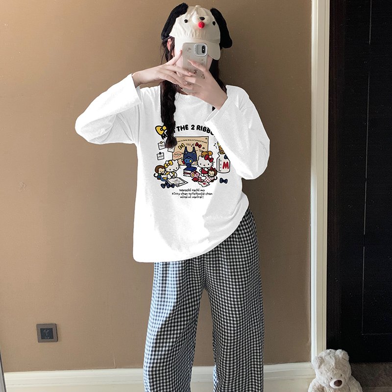 Vapetix M-XXL Orange Heart 【Batch 15】Autumn New Women's Sleepwear Top Pure Cotton Pants Cloud Cotton Cute Cartoon - 图片 4