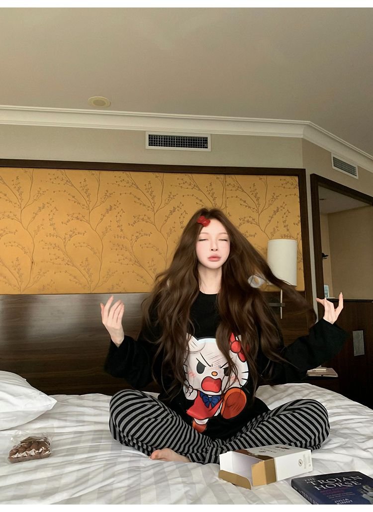 Vapetix S-XL Korean chic early autumn new snowflake cotton black long-sleeved round neck t-shirt for women loose – Bild 7