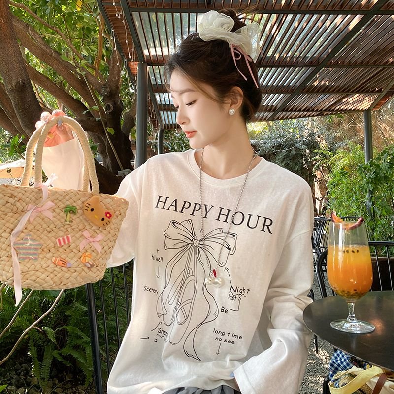 Vapetix S-XL White Casual Long-Sleeve T-Shirt for Women, Spring and Autumn Lightweight, Exquisite Covering Shirt – Bild 7