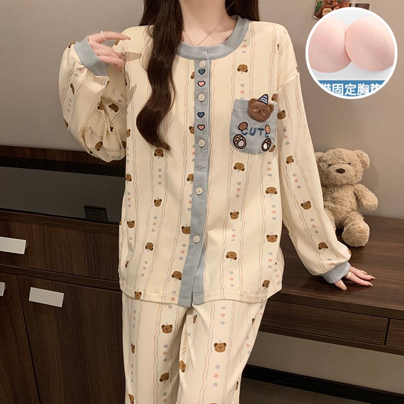 Vapetix M-XXL Jiao Mengran Women's 2025 Autumn 180g Cotton-Blend Pullover Hooded Sweatshirt and Long Pants Pajama – Bild 4