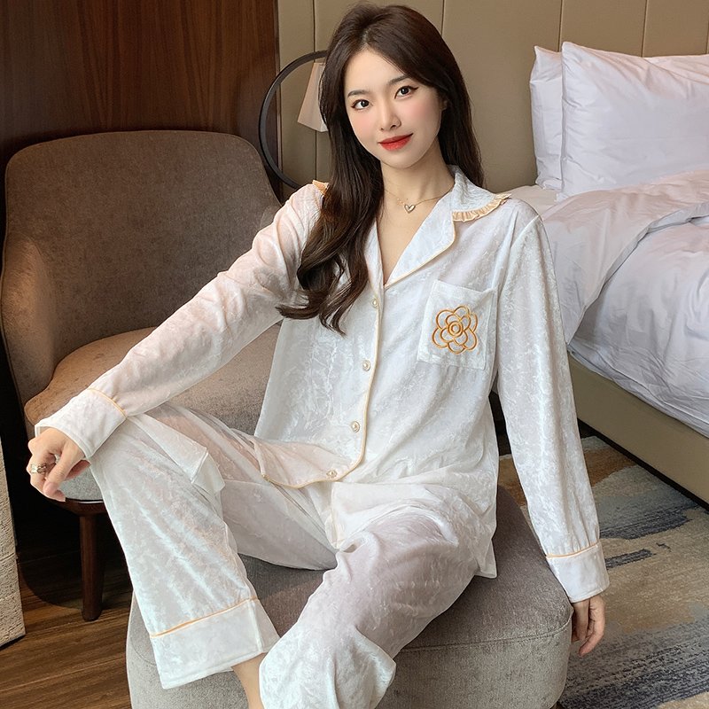 Vapetix M-XXL Jiao Mengran Velvet Pajama Set for Women - Spring and Autumn Version 2025 New Arrival, Influencer S - 图片 4