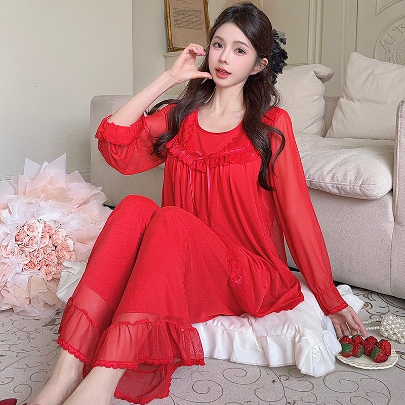 Vapetix M-XXL Orange Heart 【Batch 16】Autumn New Princess Style Cotton-Like Lining Lace Sweet Mesh with Breast Pad – Bild 4