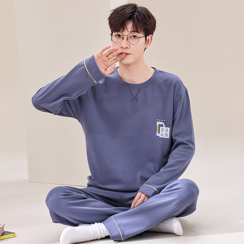 Vapetix L-XXXL Men's Spring and Autumn Sleepwear 2025 New Arrival Pure Cotton Long Sleeve Long Pants Autumn Large – Bild 4