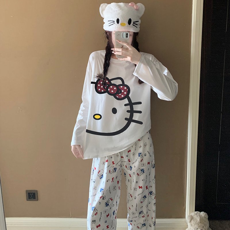 Vapetix M-XXL Orange Heart 【Batch 15】Autumn New Women's Sleepwear Top Pure Cotton Pants Cloud Cotton Cute Cartoon - 图片 4