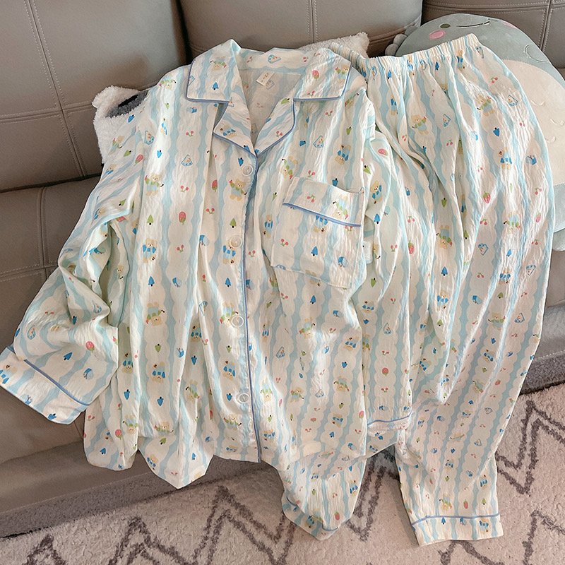 Vapetix 2 yards-4 yards 2025 【Xin Xu】 First Batch Autumn/Winter Cloud Cotton Double Long Printed Open-front Pajamas Women's – Bild 5