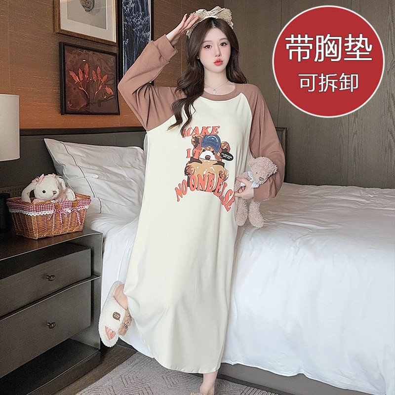 Vapetix 160(M)-5XL 【Qiao Mengran】Two-Faced Fleece 2025 New Cartoon Style Sleep Gown with Bra Cup Mid-Long Homecoming D – Bild 2